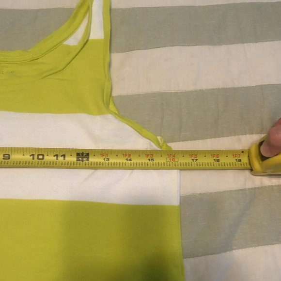 Ann Taylor, tank top, blue and green block striped with gold buttons size M - Picture 7 of 9